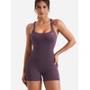 image:imageYEOREO CoreFlex One Piece Jumpsuits for Women Workout Backless Gym Romper  Sleeveless Removable Pads U neck Tummy control Yoga ShortBlack Berry Purple