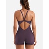 image:imageYEOREO CoreFlex One Piece Jumpsuits for Women Workout Backless Gym Romper  Sleeveless Removable Pads U neck Tummy control Yoga ShortBlack Berry Purple