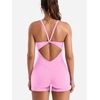 image:imageYEOREO CoreFlex One Piece Jumpsuits for Women Workout Backless Gym Romper  Sleeveless Removable Pads U neck Tummy control Yoga ShortBubblegum Pink