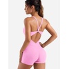 image:imageYEOREO CoreFlex One Piece Jumpsuits for Women Workout Backless Gym Romper  Sleeveless Removable Pads U neck Tummy control Yoga ShortBubblegum Pink