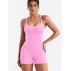 image:imageYEOREO CoreFlex One Piece Jumpsuits for Women Workout Backless Gym Romper  Sleeveless Removable Pads U neck Tummy control Yoga ShortBubblegum Pink