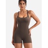 image:imageYEOREO CoreFlex One Piece Jumpsuits for Women Workout Backless Gym Romper  Sleeveless Removable Pads U neck Tummy control Yoga ShortCoffee