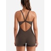 image:imageYEOREO CoreFlex One Piece Jumpsuits for Women Workout Backless Gym Romper  Sleeveless Removable Pads U neck Tummy control Yoga ShortCoffee