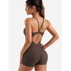 image:imageYEOREO CoreFlex One Piece Jumpsuits for Women Workout Backless Gym Romper  Sleeveless Removable Pads U neck Tummy control Yoga ShortCoffee