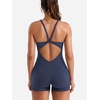 image:imageYEOREO CoreFlex One Piece Jumpsuits for Women Workout Backless Gym Romper  Sleeveless Removable Pads U neck Tummy control Yoga ShortNavy Blue
