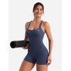 image:imageYEOREO CoreFlex One Piece Jumpsuits for Women Workout Backless Gym Romper  Sleeveless Removable Pads U neck Tummy control Yoga ShortNavy Blue