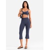 image:imageYEOREO Ease Capri Flare Leggings Workout Cropped Bootcut Yoga Crop Pants  21 High Waisted Tummy Control Capri Leggings for Women Gym YogaNavy Blue