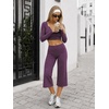 image:imageYEOREO Ease No Front Seam Capris for Women Low Rise VBack Yoga Pants  21 Inseam Straight Leg Glute Contouring Relaxed BelowKnee Fit No Camel Toe Workout and LoungeBlack Berry Purple