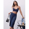 image:imageYEOREO Ease No Front Seam Capris for Women Low Rise VBack Yoga Pants  21 Inseam Straight Leg Glute Contouring Relaxed BelowKnee Fit No Camel Toe Workout and LoungeNavy Blue