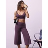 image:imageYEOREO Ease No Front Seam Capris for Women Low Rise VBack Yoga Pants  21 Inseam Straight Leg Glute Contouring Relaxed BelowKnee Fit No Camel Toe Workout and LoungeBlack Berry Purple