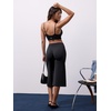 image:imageYEOREO Ease No Front Seam Capris for Women Low Rise VBack Yoga Pants  21 Inseam Straight Leg Glute Contouring Relaxed BelowKnee Fit No Camel Toe Workout and LoungeBlack