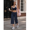 image:imageYEOREO Ease No Front Seam Capris for Women Low Rise VBack Yoga Pants  21 Inseam Straight Leg Glute Contouring Relaxed BelowKnee Fit No Camel Toe Workout and LoungeNavy Blue