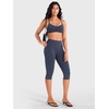 image:imageYEOREO Ease Womens Workout Capri Leggings with Pockets No Front Seam Pants  High Waisted Hidden Scrunch Tummy Control Butt lifting buttery soft Gym Yoga Going Out Capri Leggings 17 InseamNavy Blue