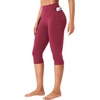 image:imageYEOREO Ease Womens Workout Capri Leggings with Pockets No Front Seam Pants  High Waisted Hidden Scrunch Tummy Control Butt lifting buttery soft Gym Yoga Going Out Capri Leggings 17 InseamRuby Red