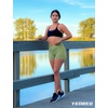 image:imageYEOREO Scrunch Butt Workout Shorts 35  Seamless V Cross Waist Sports Gym for WomenGreen