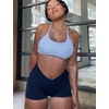 image:imageYEOREO Scrunch Butt Workout Shorts 35  Seamless V Cross Waist Sports Gym for WomenNavy