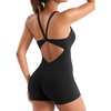 image:imageYEOREO CoreFlex One Piece Jumpsuits for Women Workout Backless Gym Romper  Sleeveless Removable Pads U neck Tummy control Yoga ShortBlack