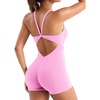 image:imageYEOREO CoreFlex One Piece Jumpsuits for Women Workout Backless Gym Romper  Sleeveless Removable Pads U neck Tummy control Yoga ShortBubblegum Pink