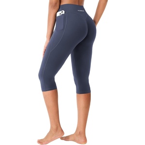 image:imageYEOREO Ease Womens Workout Capri Leggings with Pockets No Front Seam Pants  High Waisted Hidden Scrunch Tummy Control Butt lifting buttery soft Gym Yoga Going Out Capri Leggings 17 InseamNavy Blue