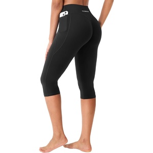 image:imageYEOREO Ease Womens Workout Capri Leggings with Pockets No Front Seam Pants  High Waisted Hidden Scrunch Tummy Control Butt lifting buttery soft Gym Yoga Going Out Capri Leggings 17 InseamBlack
