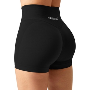 image:imageYEOREO Scrunch Butt Workout Shorts 35  Seamless V Cross Waist Sports Gym for WomenBlack