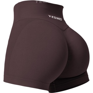image:imageYEOREO Scrunch Butt Workout Shorts 35  Seamless V Cross Waist Sports Gym for WomenChocolate