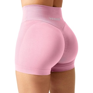 image:imageYEOREO Scrunch Butt Workout Shorts 35  Seamless V Cross Waist Sports Gym for WomenLight Pink
