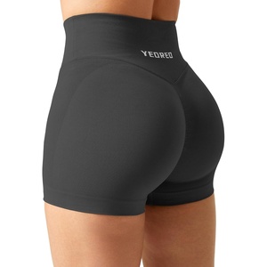 image:imageYEOREO Scrunch Butt Workout Shorts 35  Seamless V Cross Waist Sports Gym for WomenSmoke Grey