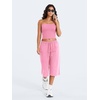 image:imageYEOREO Ease Women Wide Leg Capri Pants with Pockets Low Rise Sweatpants  17 Inseam Loose Fit Adjustable Drawstring Elastic Waistband CasualBlush Pink
