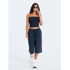 image:imageYEOREO Ease Women Wide Leg Capri Pants with Pockets Low Rise Sweatpants  17 Inseam Loose Fit Adjustable Drawstring Elastic Waistband CasualNavy Blue