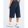 image:imageYEOREO Ease Women Wide Leg Capri Pants with Pockets Low Rise Sweatpants  17 Inseam Loose Fit Adjustable Drawstring Elastic Waistband CasualNavy Blue