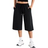 image:imageYEOREO Ease Women Wide Leg Capri Pants with Pockets Low Rise Sweatpants  17 Inseam Loose Fit Adjustable Drawstring Elastic Waistband CasualBlack