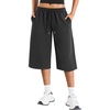 image:imageYEOREO Ease Women Wide Leg Capri Pants with Pockets Low Rise Sweatpants  17 Inseam Loose Fit Adjustable Drawstring Elastic Waistband CasualDark Gray