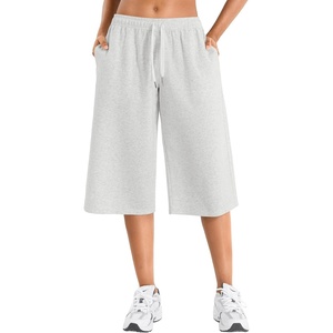 image:imageYEOREO Ease Women Wide Leg Capri Pants with Pockets Low Rise Sweatpants  17 Inseam Loose Fit Adjustable Drawstring Elastic Waistband CasualSlate Gray