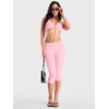 image:imageYEOREO CoreFlex Low Rise Butt Lifting Capri Leggings 16 Seamless Pants  No Front Seam Workout Gym Cropped Yoga Pants Scrunch Booty Impact for WomenInfant Pink
