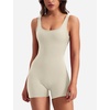 image:imageYEOREO CoreFlex Women One Piece Workout Jumpsuits Backless Yoga Romper  Sleeveless V Back Tummy Control Gym U Neck Removable PadsBeige