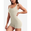 image:imageYEOREO CoreFlex Women One Piece Workout Jumpsuits Backless Yoga Romper  Sleeveless V Back Tummy Control Gym U Neck Removable PadsBeige