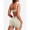 image:imageYEOREO CoreFlex Women One Piece Workout Jumpsuits Backless Yoga Romper  Sleeveless V Back Tummy Control Gym U Neck Removable PadsBeige
