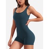 image:imageYEOREO CoreFlex Women One Piece Workout Jumpsuits Backless Yoga Romper  Sleeveless V Back Tummy Control Gym U Neck Removable PadsBlue Green