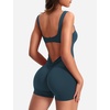 image:imageYEOREO CoreFlex Women One Piece Workout Jumpsuits Backless Yoga Romper  Sleeveless V Back Tummy Control Gym U Neck Removable PadsBlue Green