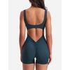 image:imageYEOREO CoreFlex Women One Piece Workout Jumpsuits Backless Yoga Romper  Sleeveless V Back Tummy Control Gym U Neck Removable PadsBlue Green