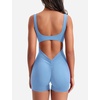 image:imageYEOREO CoreFlex Women One Piece Workout Jumpsuits Backless Yoga Romper  Sleeveless V Back Tummy Control Gym U Neck Removable PadsBright Blue