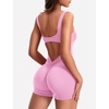 image:imageYEOREO CoreFlex Women One Piece Workout Jumpsuits Backless Yoga Romper  Sleeveless V Back Tummy Control Gym U Neck Removable PadsBubble Gum Pink