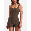 image:imageYEOREO CoreFlex Women One Piece Workout Jumpsuits Backless Yoga Romper  Sleeveless V Back Tummy Control Gym U Neck Removable PadsCoffee