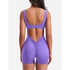 image:imageYEOREO CoreFlex Women One Piece Workout Jumpsuits Backless Yoga Romper  Sleeveless V Back Tummy Control Gym U Neck Removable PadsDahlia Purple