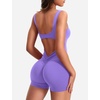 image:imageYEOREO CoreFlex Women One Piece Workout Jumpsuits Backless Yoga Romper  Sleeveless V Back Tummy Control Gym U Neck Removable PadsDahlia Purple