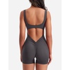 image:imageYEOREO CoreFlex Women One Piece Workout Jumpsuits Backless Yoga Romper  Sleeveless V Back Tummy Control Gym U Neck Removable PadsDark Grey