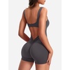 image:imageYEOREO CoreFlex Women One Piece Workout Jumpsuits Backless Yoga Romper  Sleeveless V Back Tummy Control Gym U Neck Removable PadsDark Grey