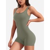 image:imageYEOREO CoreFlex Women One Piece Workout Jumpsuits Backless Yoga Romper  Sleeveless V Back Tummy Control Gym U Neck Removable PadsGreen