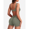 image:imageYEOREO CoreFlex Women One Piece Workout Jumpsuits Backless Yoga Romper  Sleeveless V Back Tummy Control Gym U Neck Removable PadsGreen